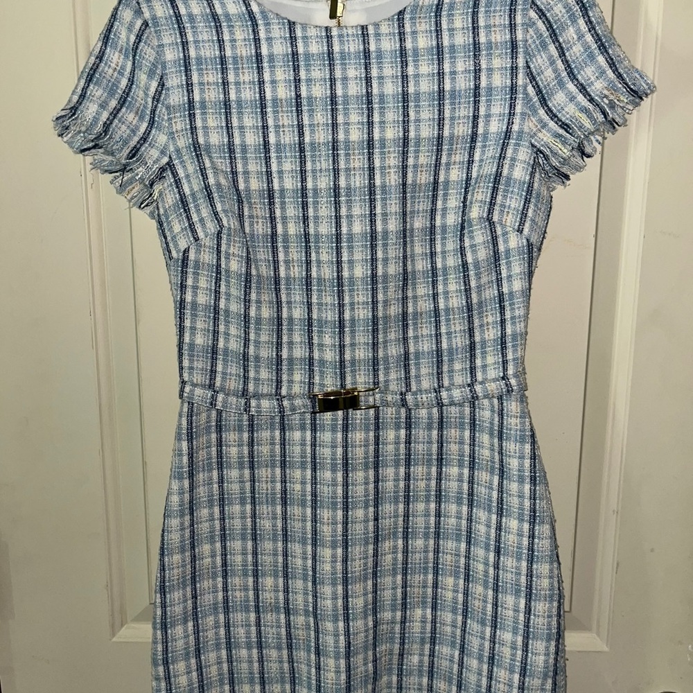 Blue and White Plaid Dress